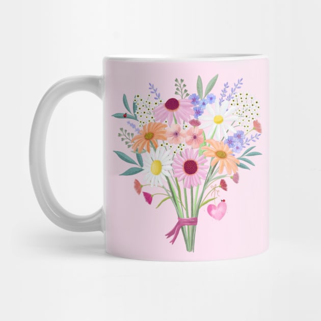 Spring flowers with heart by CalliLetters